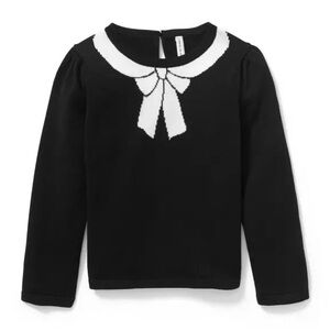 Janie & Jack Black Faux Knit Bow Sweater